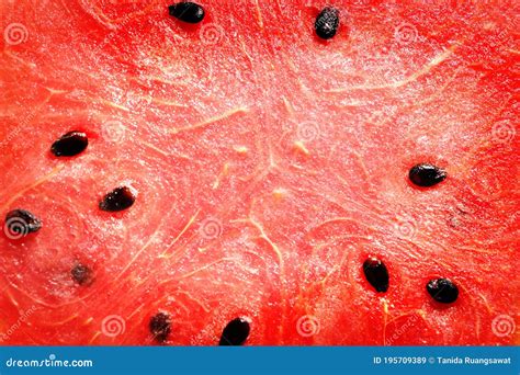 Close Up Inside of Watermelon, Red Surface with Black Seeds Have Copy ...