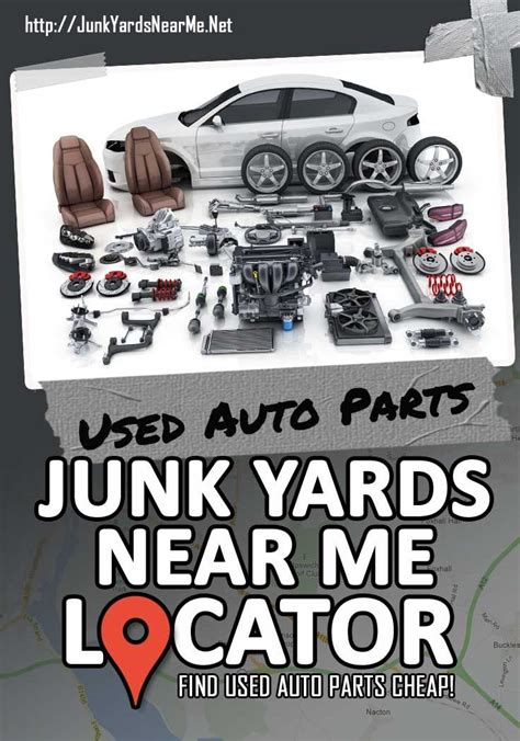 an advertisement for junk yards near me locator, with the words used auto parts