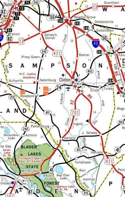 Highway Map of Sampson County's MACT Facilities, North Carolina - 21st ...