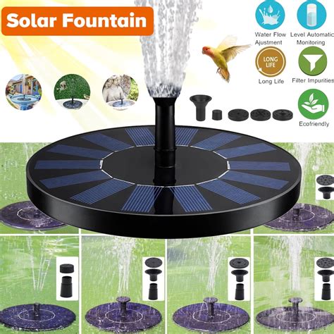 Duomishu Solar Fountain 5 Nozzle Solar Powered Pump 7V 1W Outdoor Solar ...