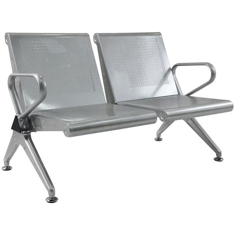 Heavy Duty Steel Office Reception Area Airport Waiting Room Chair 2 Seat Bench with Arms Metal ...
