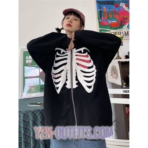 CYBER Y2K Skeleton Hoodie | Y2K Outfits