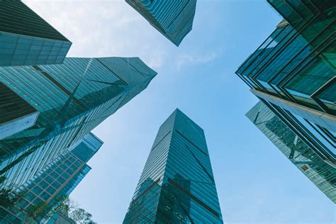 Long Angle View of High Rise Glass Buildings · Free Stock Photo