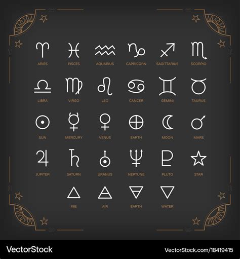 Astrology symbols and mystic signs set Royalty Free Vector