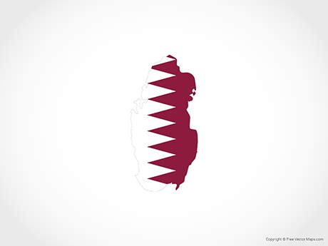 Printable Vector Map of Qatar - Flag | Free Vector Maps