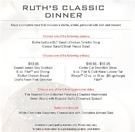 Menu at Ruth's Chris Steak House pub & bar, Honolulu, Waterfront Plaza