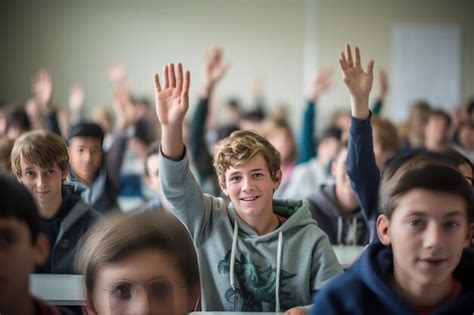 Premium Photo | Student raise hand in classroom