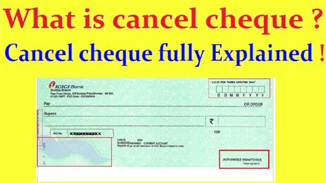 What is cancel cheque ? Cancel cheque fully Explained #Hindiworld - YouTube