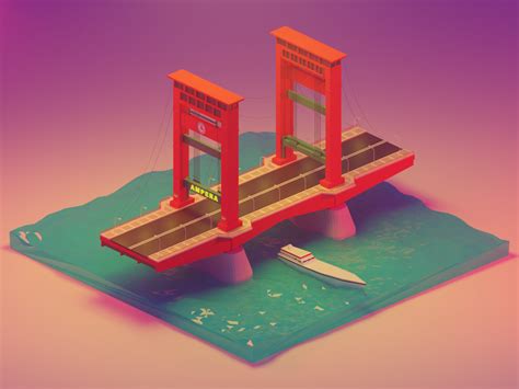 Ampera Bridge 3D Model (Palembang Landmark) by Tio Jevero on Dribbble