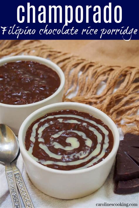 Champorado - Filipino chocolate rice porridge - Caroline's Cooking