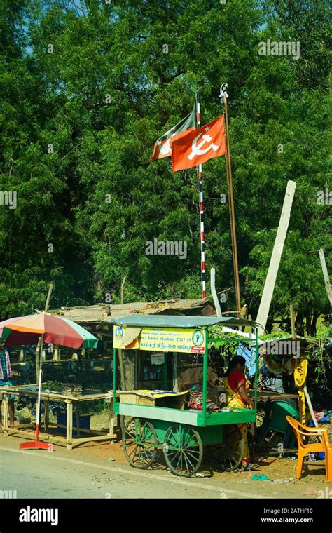 A communist flag by the roadside in Kerala (a communist governed state in India). From a series ...