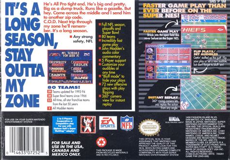 Madden NFL '94 cover or packaging material - MobyGames