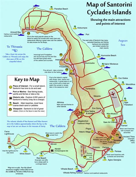 Santorini Map of the island (Resorts, Beaches, Sights, Trips, Hotels)