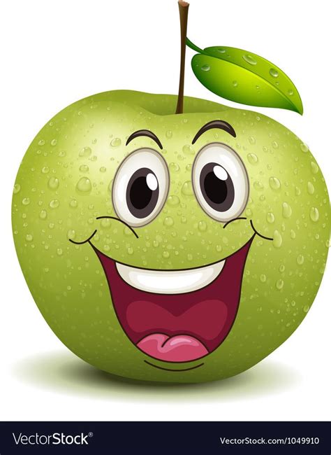 Happy apple smiley vector image on VectorStock | Grappig fruit, Smiley ...