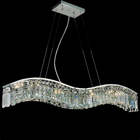 Brizzo Lighting Stores. 36" Gesto Modern Rectangular Wave Chandelier Polished Chrome Clear ...