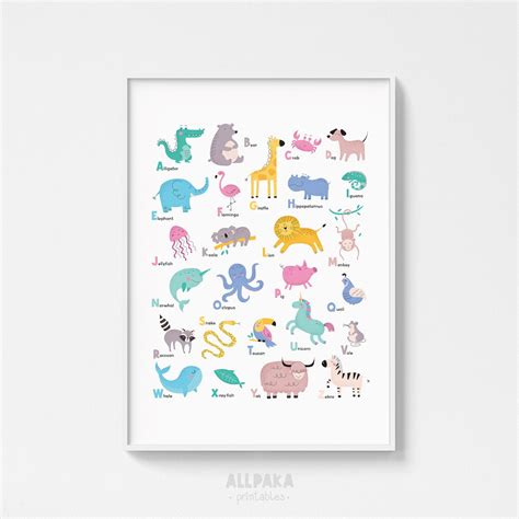 Animal Alphabet Poster, ABC Poster, Nursery Decor, Kid's Room Decor, Educational Print, Learning ...