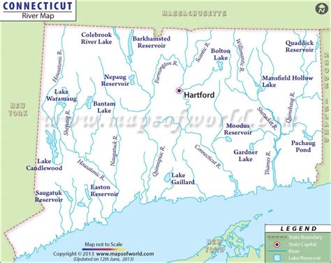 Connecticut Rivers Map | Map of Connecticut Rivers