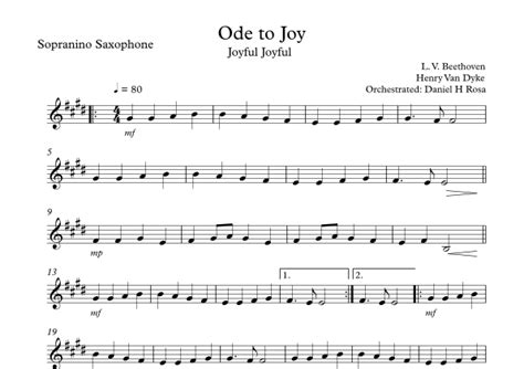 Ode to Joy - Joyful Joyful - Easy Sopranino SAXOPHONE (arr. Daniel H ...