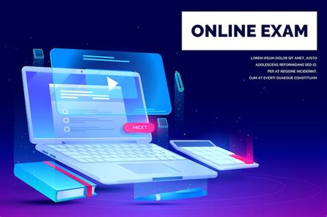 Online exam, distant education landing page banner Vector | Free Download