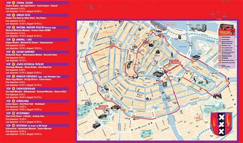 Amsterdam hop on hop off bus route map - Amsterdam hop on hop off bus tour map (Netherlands)