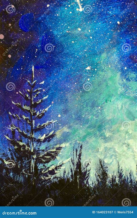 Vertical Watercolor Painting Acrylic Oil on Canvas - Christmas Tree at ...