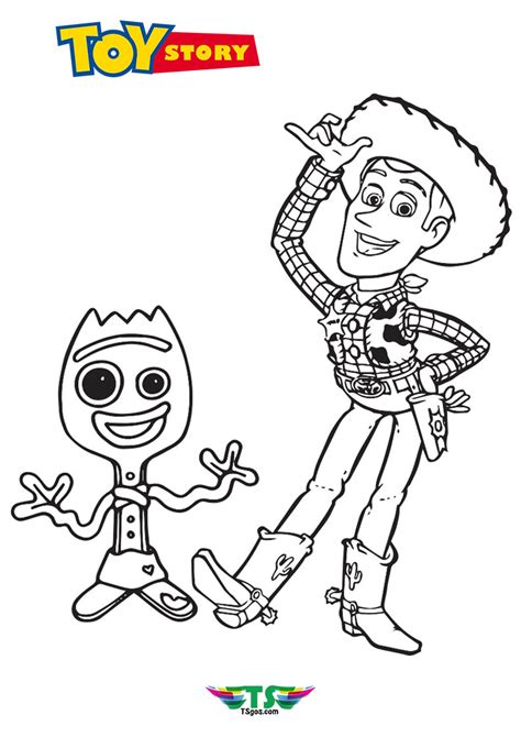 Woody and Forky Toy Story Coloring Page For Kids - TSgos.com