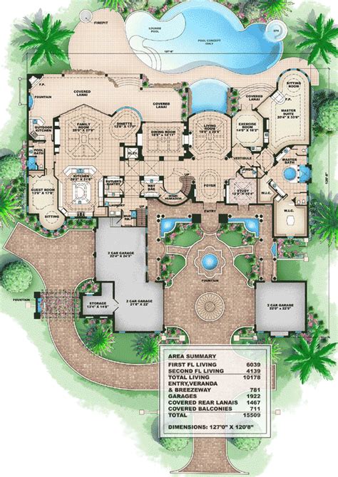 Tuscan-Style Mansion | Mediterranean house plans, House floor plans, Luxury house plans