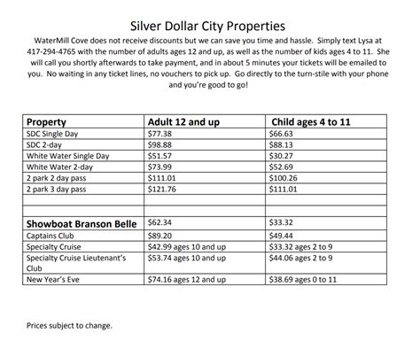 Silver Dollar City Tickets - WaterMill Cove