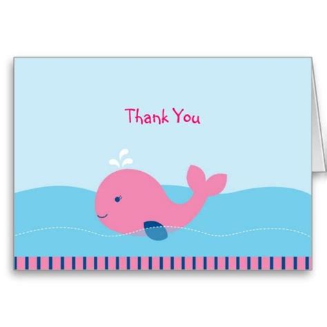 Little Pink Whale Thank You Note Cards | Baby shower thank you cards, Thank you note cards, Cards