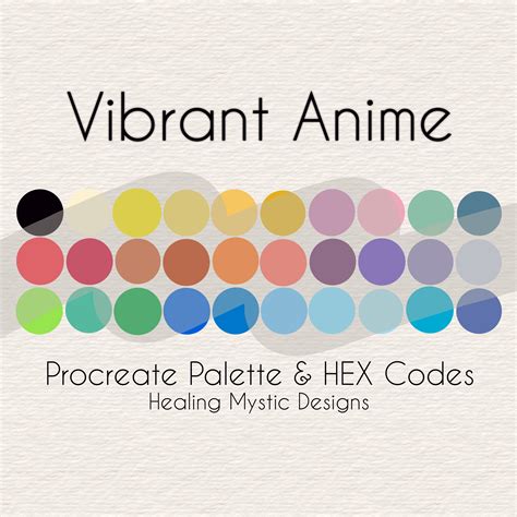 Vibrant Anime Procreate Palette Procreate Color Palette HEX - Etsy