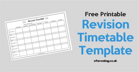 Revision Timetable Template - Free Printable PDF