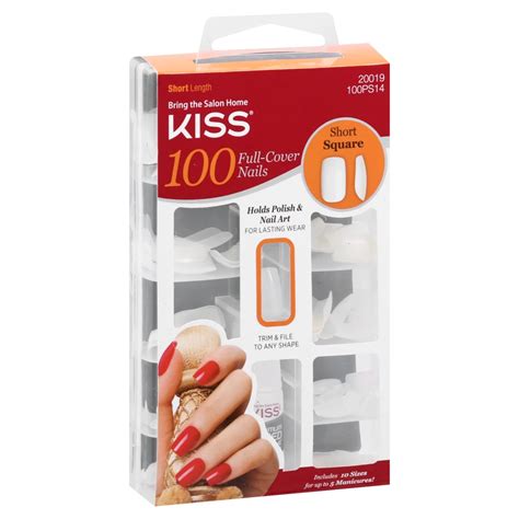 Kiss 100 Full-Cover Square Short Length Nail Kit - Shop Nail Sets at H-E-B