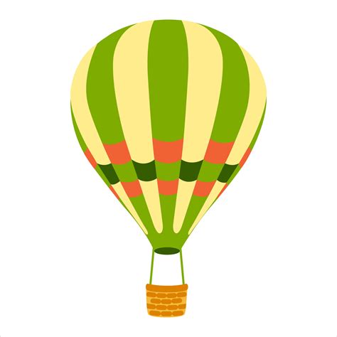 Hot air balloon.Striped hot air balloon in cartoon style on white ...