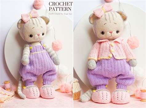 Crochet Toy Clothes Pattern - Outfit "Chanel" for large toys