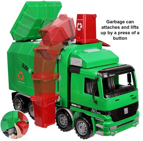 Click N' Play Friction Powered Garbage Truck Toy with Garbage Cans Vehicle 689745370540 | eBay