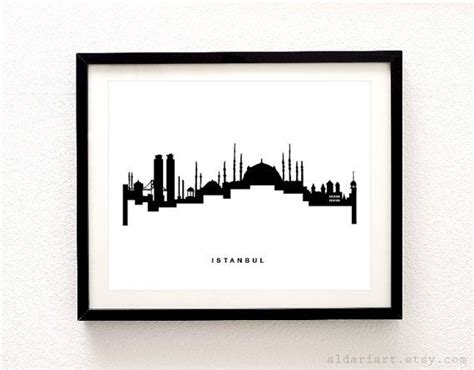 Istanbul Skyline Print Istanbul Cityscape Print by AldariArt Ikea Ribba ...