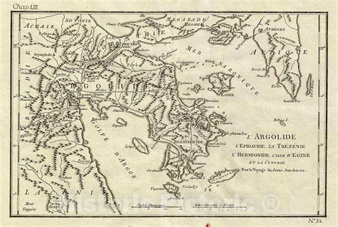 Historic Map : Bocage Map of Argolis, Trezene, Aegina in Ancient Greece, 1791, Vintage Wall Art ...