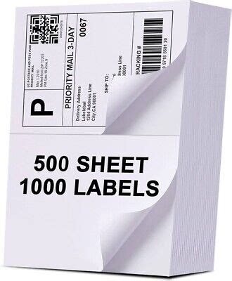 1000 Half Sheet Shipping Labels Self Adhesive 8.5 x 5.5 Blank 2 Labels Per Sheet | eBay