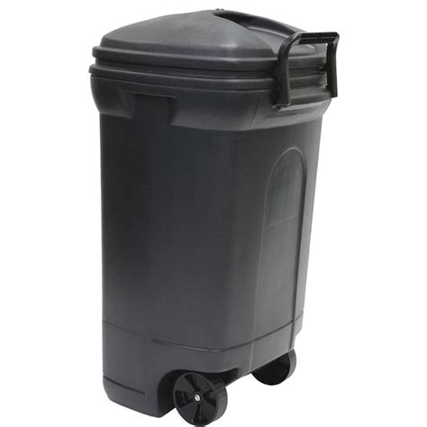 Blue Hawk 35-Gallon Black Plastic Wheeled Trash Can with Lid in the Trash Cans department at ...