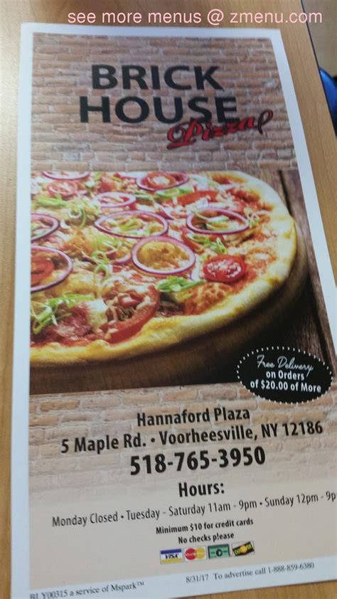 Online Menu of Brick House Pizza Restaurant, Voorheesville, New York ...