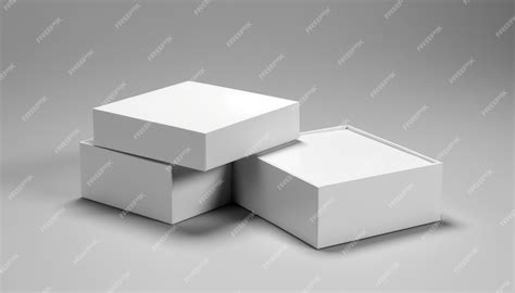 Premium AI Image | White opened and closed square folding gift box mock up on gray background ...