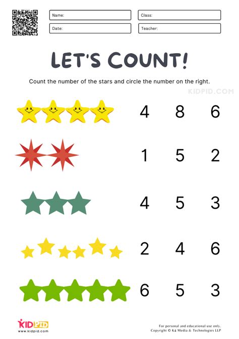 Counting Numbers Worksheet for Kids (1-10) - Kidpid