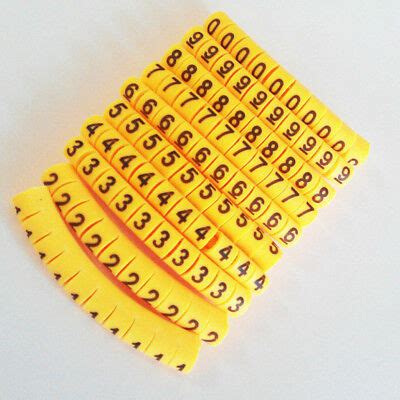 1000x Yellow Cable Markers Identification Labels Tags Management Number 0~9 | eBay