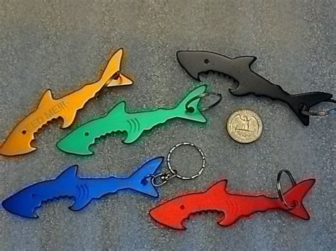 Shark Shaped Keychain With Bottle Opener Laser Engraved - Etsy