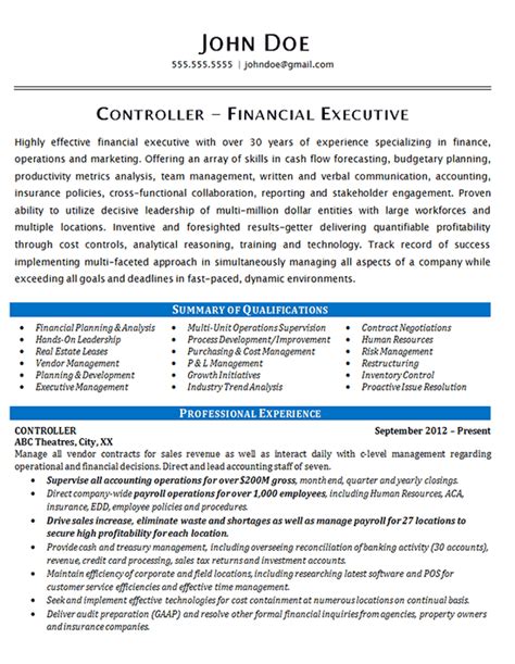 Controller Resume Example - Financial & Operations Executive