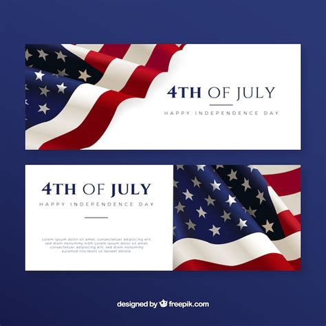 Free Vector | 4th of july banners with american flag