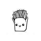 Kawaii Fries Coloring French Pages Clipart Drawing Food Outline  sketch template