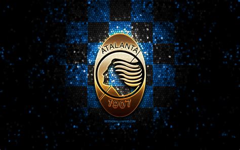 Download wallpapers Atalanta FC, glitter logo, Serie A, blue black ...