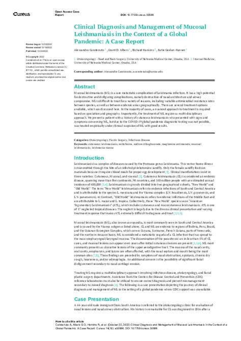 (PDF) Clinical Diagnosis and Management of Mucosal Leishmaniasis in the ...