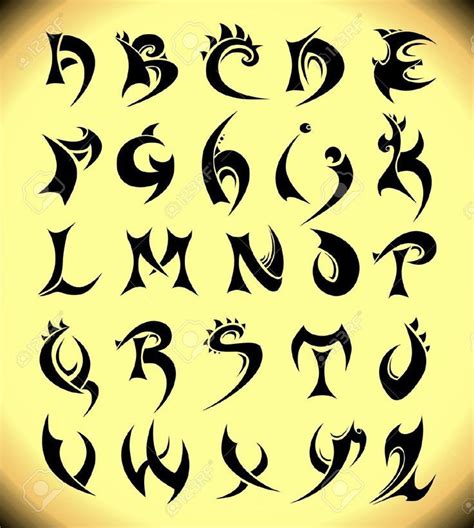 Resultado de imagen para abecedario estilo tribal | Tattoo fonts alphabet, Gothic alphabet ...